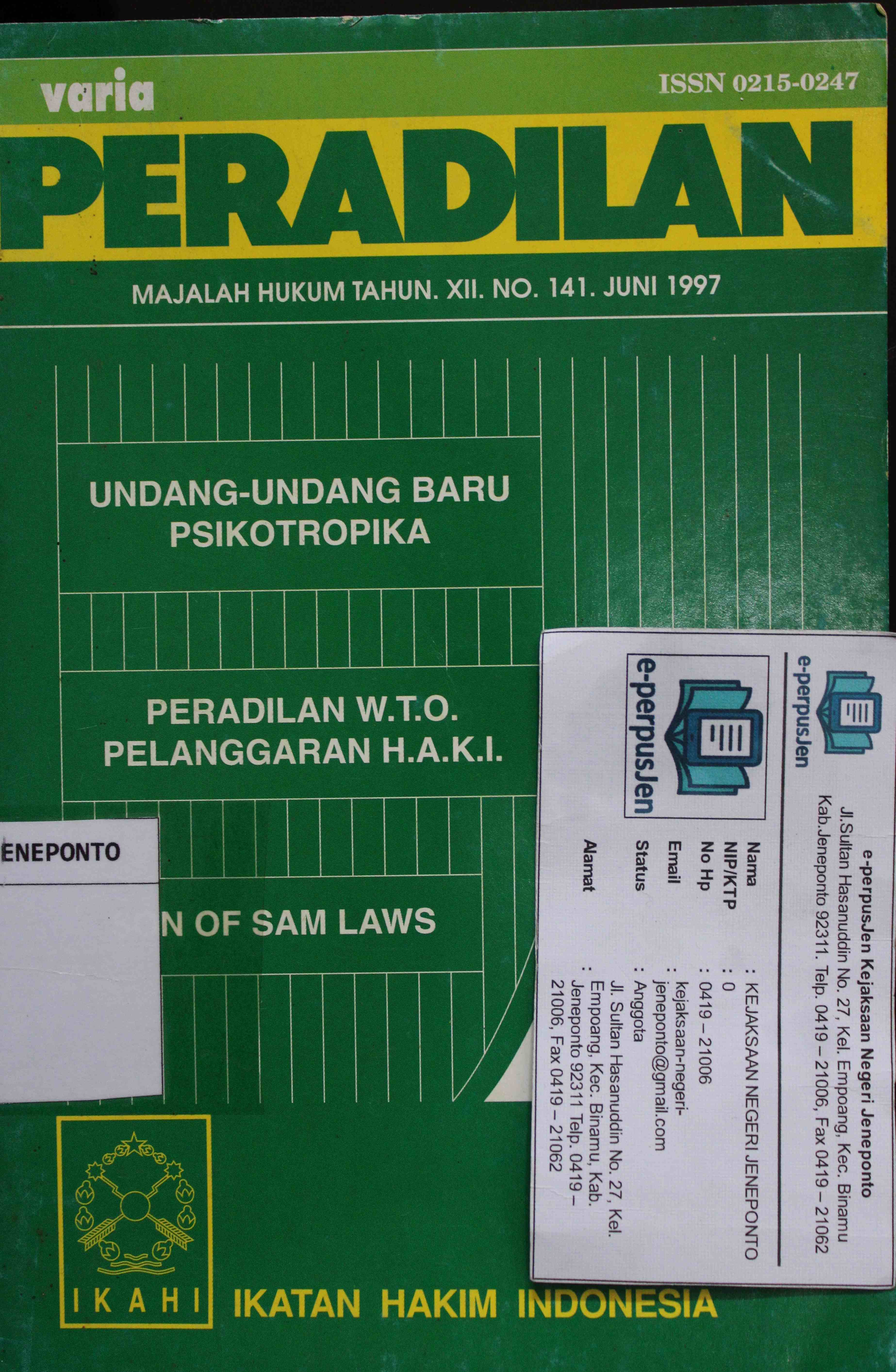 Varia Peradilan Majalah Hukum Tahun XII No 141 Juni 1997